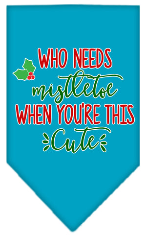 Who Needs Mistletoe Screen Print Bandana Turquoise Large