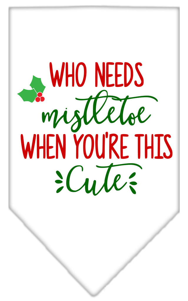 Who Needs Mistletoe Screen Print Bandana White Large