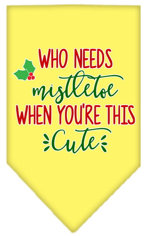 Who Needs Mistletoe Screen Print Bandana Yellow Large