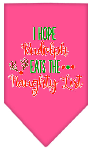 Hope Rudolph Eats Naughty List Screen Print Bandana Bright Pink Large