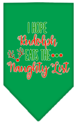 Hope Rudolph Eats Naughty List Screen Print Bandana Emerald Green Large