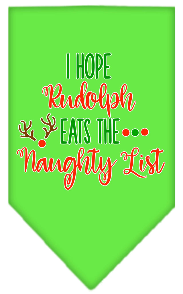 Hope Rudolph Eats Naughty List Screen Print Bandana Lime Green Large