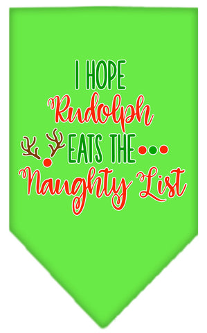 Hope Rudolph Eats Naughty List Screen Print Bandana Lime Green Large