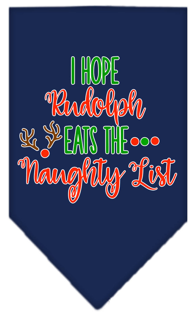 Hope Rudolph Eats Naughty List Screen Print Bandana Navy Blue Large