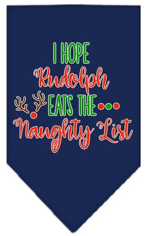 Hope Rudolph Eats Naughty List Screen Print Bandana Navy Blue Large