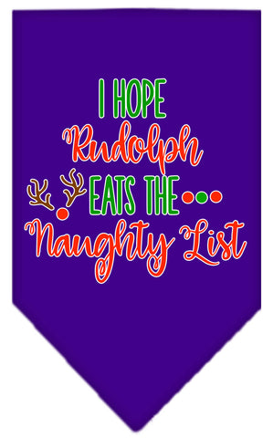 Hope Rudolph Eats Naughty List Screen Print Bandana Purple Large