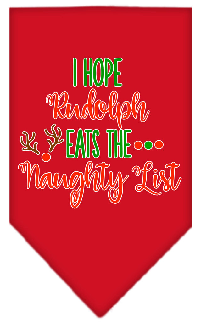 Hope Rudolph Eats Naughty List Screen Print Bandana Red Large