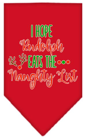 Hope Rudolph Eats Naughty List Screen Print Bandana Red Large