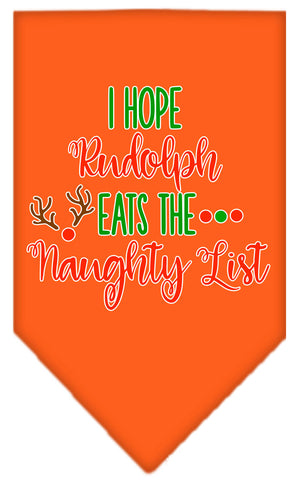 Hope Rudolph Eats Naughty List Screen Print Bandana Orange Small