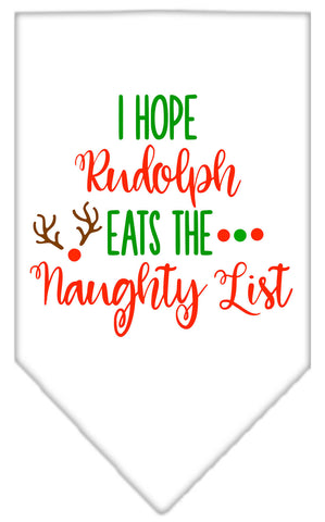 Hope Rudolph Eats Naughty List Screen Print Bandana White Small