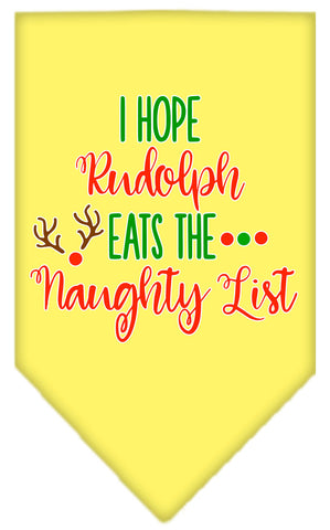 Hope Rudolph Eats Naughty List Screen Print Bandana Yellow Small