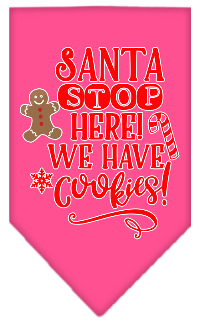 Santa, We Have Cookies Screen Print Bandana Bright Pink Large