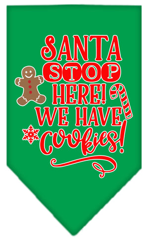 Santa, We Have Cookies Screen Print Bandana Emerald Green Large