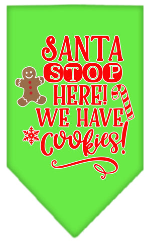 Santa, We Have Cookies Screen Print Bandana Lime Green Large