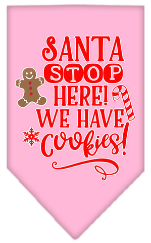 Santa, We Have Cookies Screen Print Bandana Light Pink Large