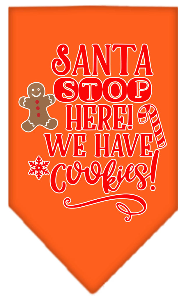 Santa, We Have Cookies Screen Print Bandana Orange Large