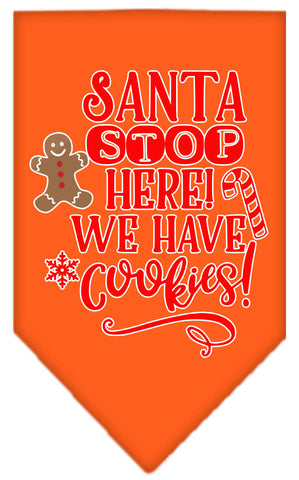 Santa, We Have Cookies Screen Print Bandana Orange Large