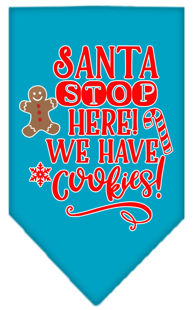 Santa, We Have Cookies Screen Print Bandana Turquoise Large