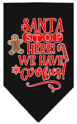 Santa, We Have Cookies Screen Print Bandana Black Small