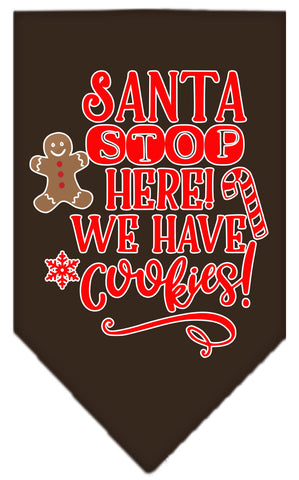 Santa, We Have Cookies Screen Print Bandana Cocoa Small