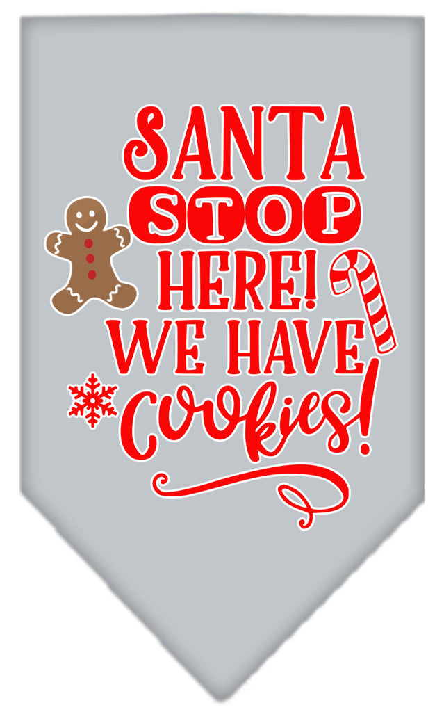 Santa, We Have Cookies Screen Print Bandana Grey Small