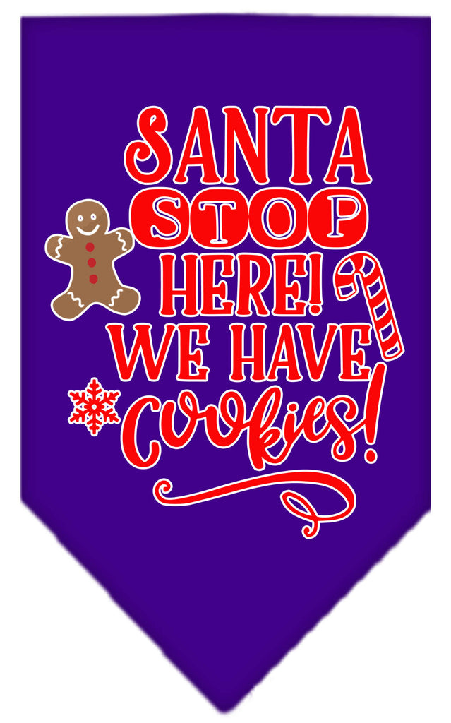 Santa, We Have Cookies Screen Print Bandana Purple Small