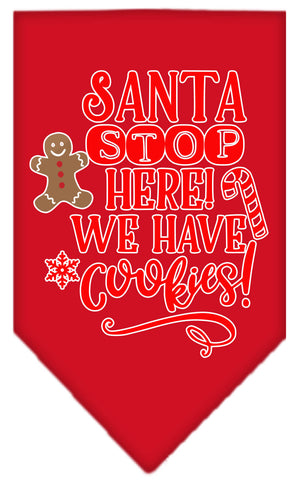 Santa, We Have Cookies Screen Print Bandana Red Small