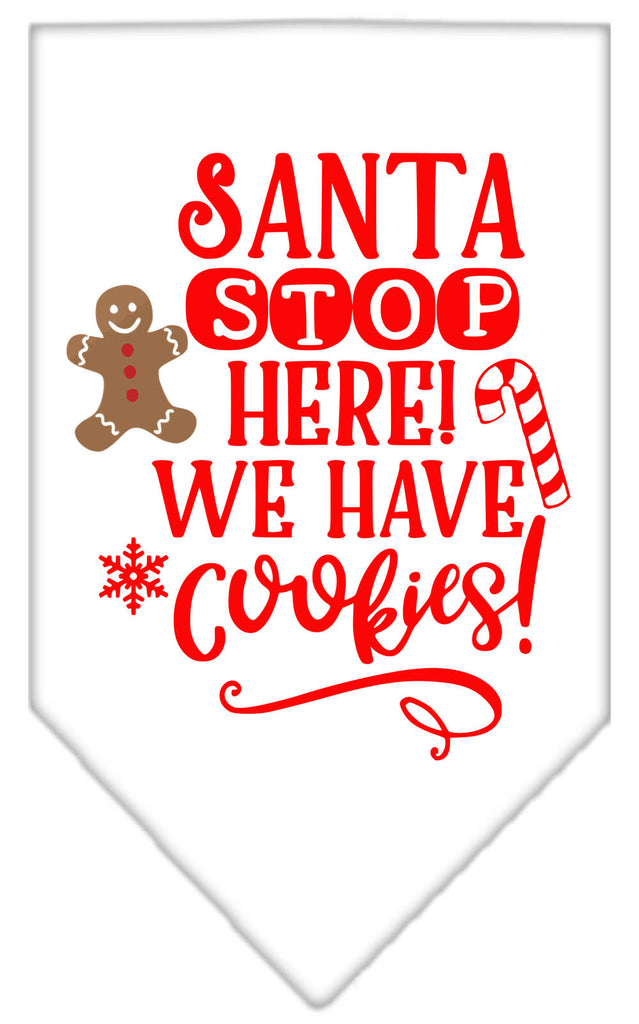 Santa, We Have Cookies Screen Print Bandana White Small