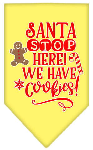 Santa, We Have Cookies Screen Print Bandana Yellow Small