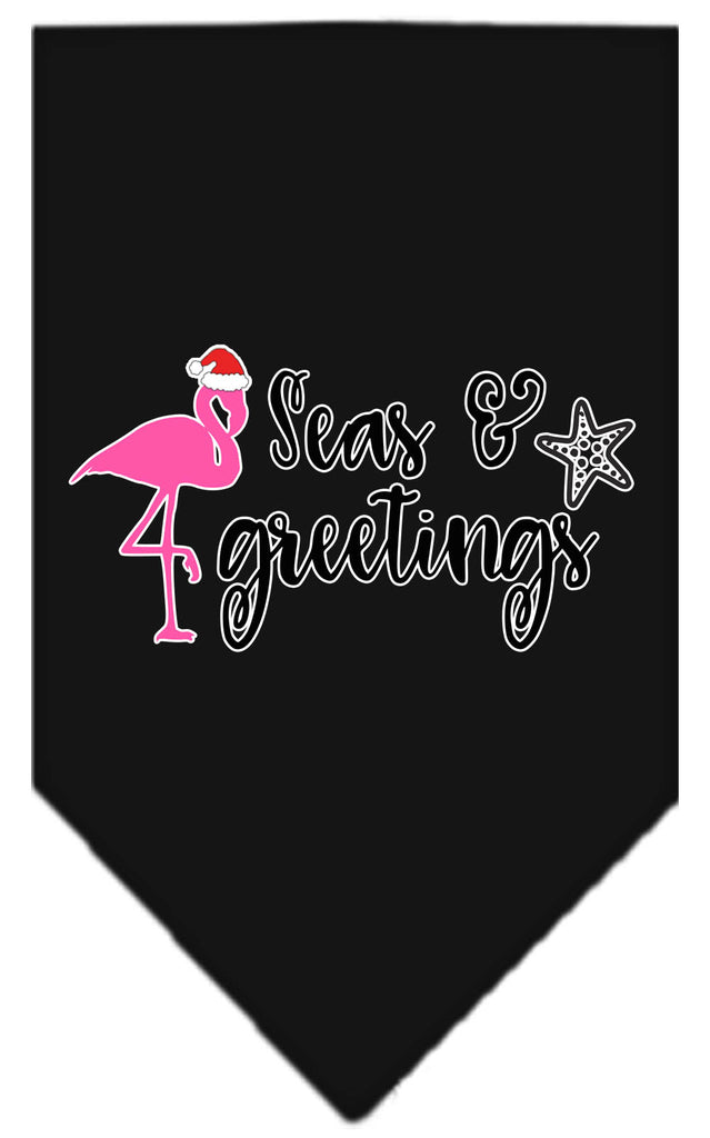 Seas And Greetings Screen Print Bandana Black Large