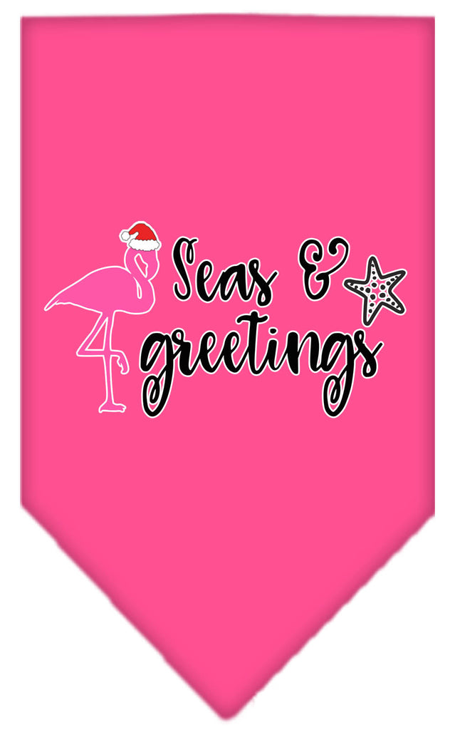 Seas And Greetings Screen Print Bandana Bright Pink Large