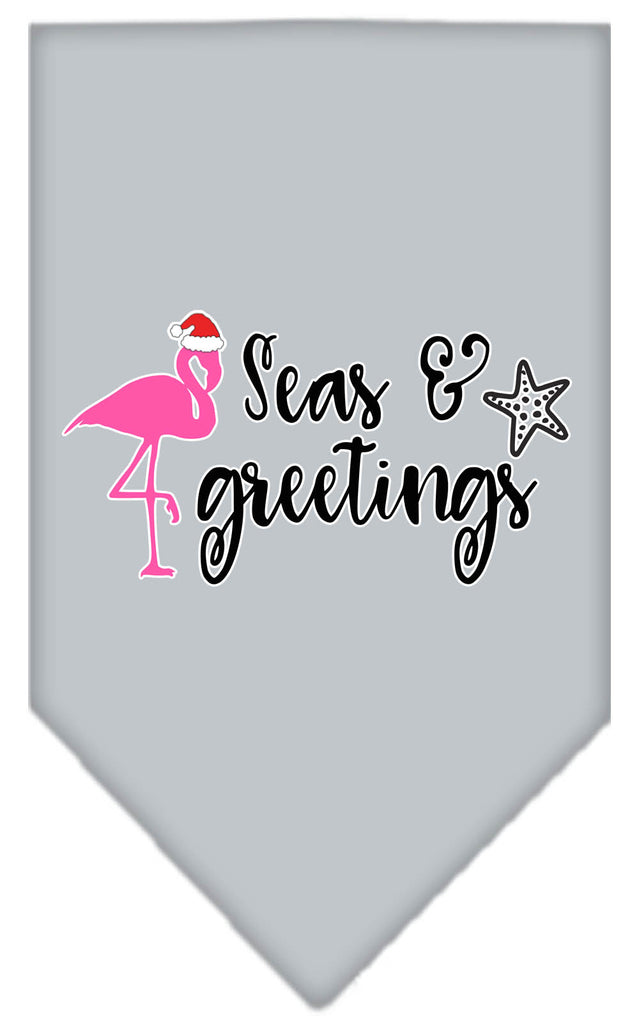 Seas And Greetings Screen Print Bandana Grey Large