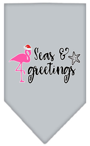 Seas And Greetings Screen Print Bandana Grey Large