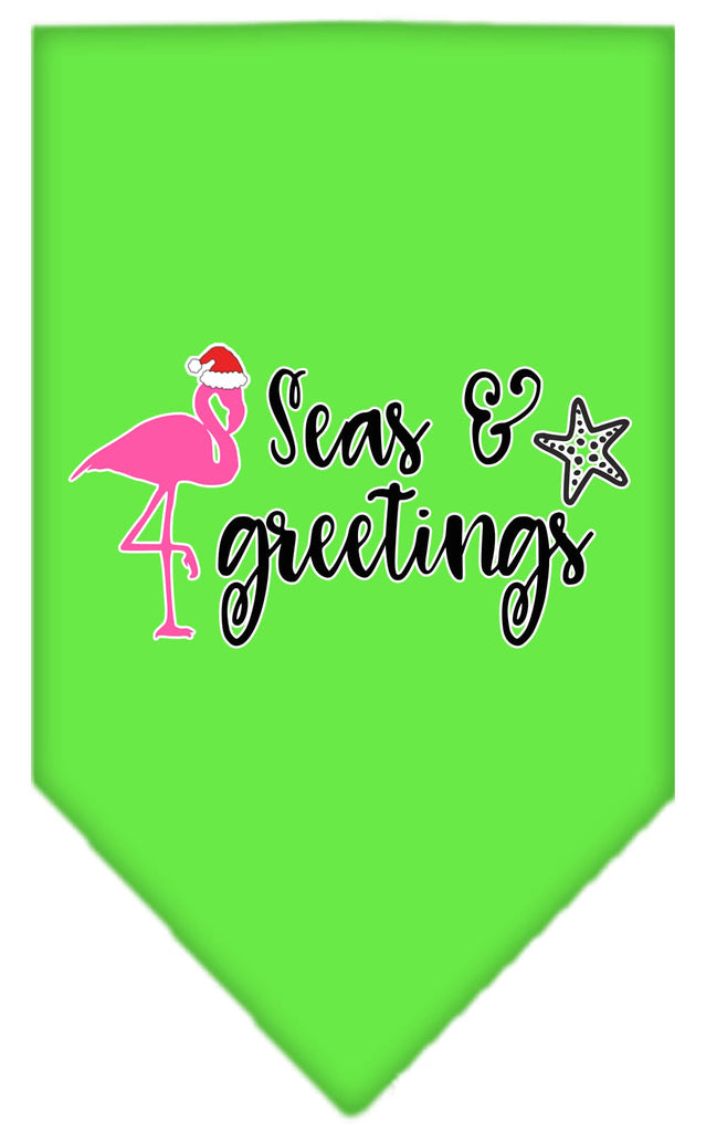 Seas And Greetings Screen Print Bandana Lime Green Large