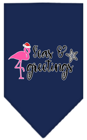 Seas And Greetings Screen Print Bandana Navy Blue Large