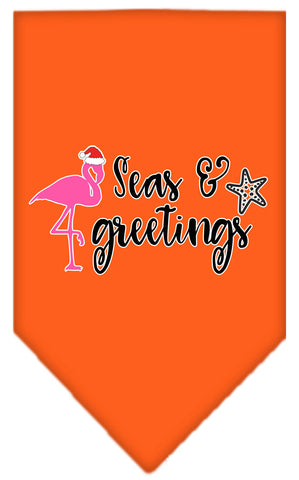 Seas And Greetings Screen Print Bandana Orange Large