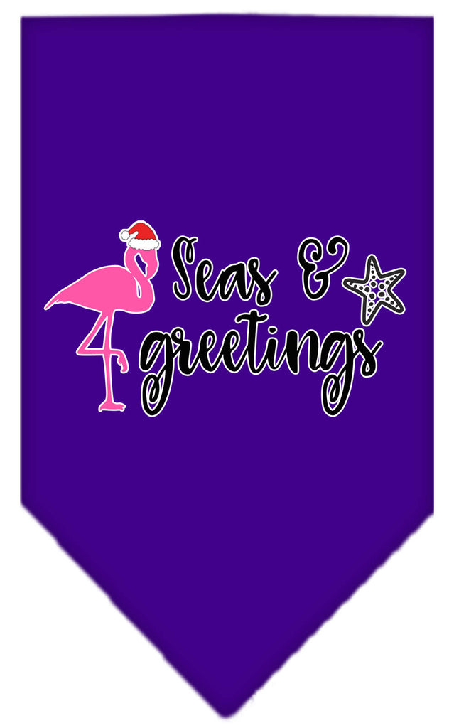 Seas And Greetings Screen Print Bandana Purple Large