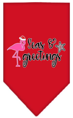 Seas And Greetings Screen Print Bandana Red Large