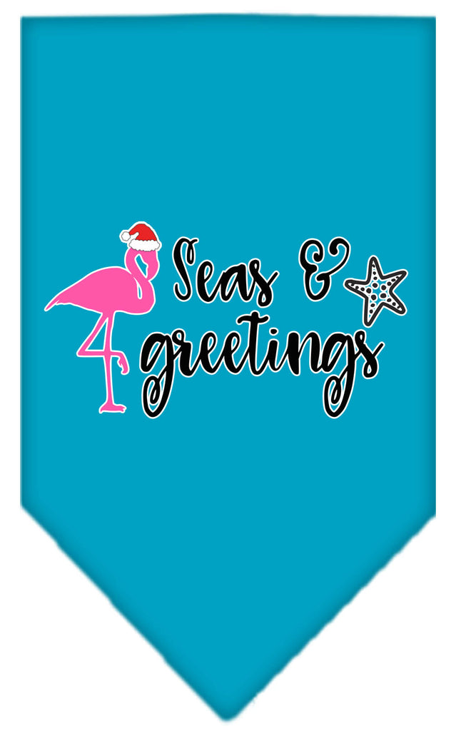 Seas And Greetings Screen Print Bandana Turquoise Large