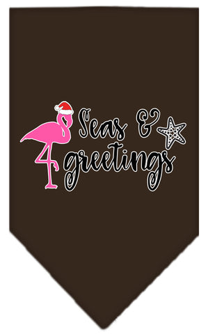 Seas And Greetings Screen Print Bandana Cocoa Small