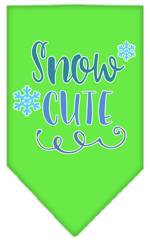 Snow Cute Screen Print Bandana Lime Green Small