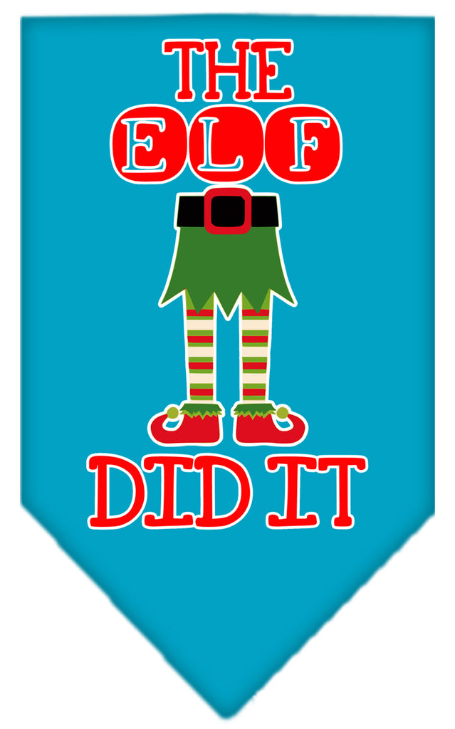 The Elf Did It Screen Print Bandana Turquoise Large