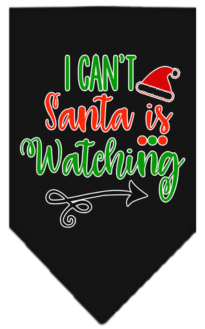 I Can't, Santa Is Watching Screen Print Bandana Black Large