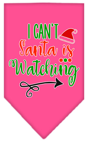 I Can't, Santa Is Watching Screen Print Bandana Bright Pink Large