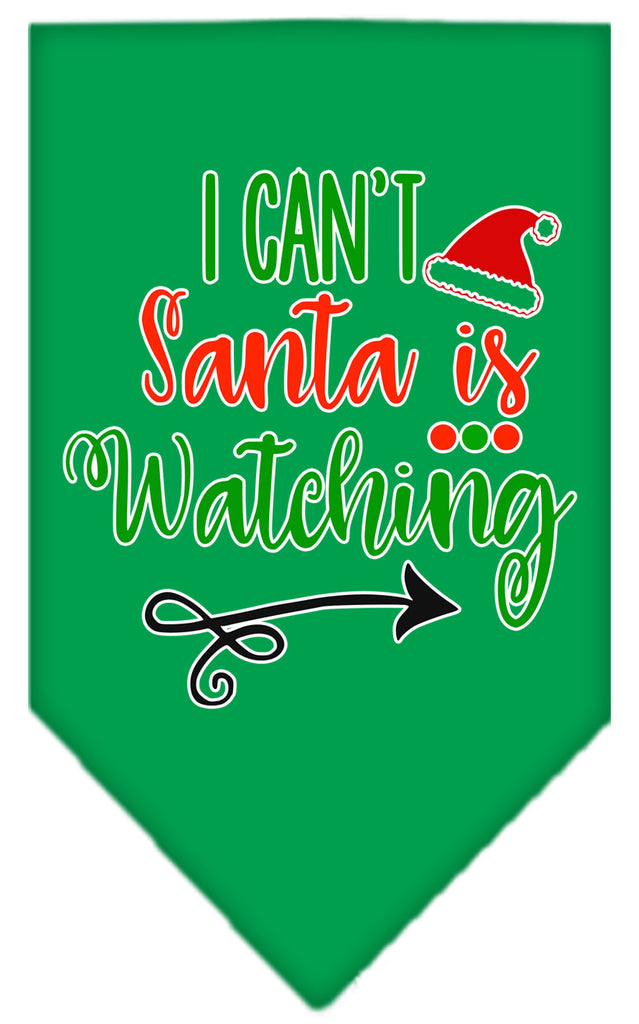 I Can't, Santa Is Watching Screen Print Bandana Emerald Green Large