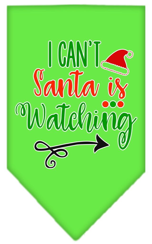 I Can't, Santa Is Watching Screen Print Bandana Lime Green Large