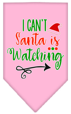 I Can't, Santa Is Watching Screen Print Bandana Light Pink Large