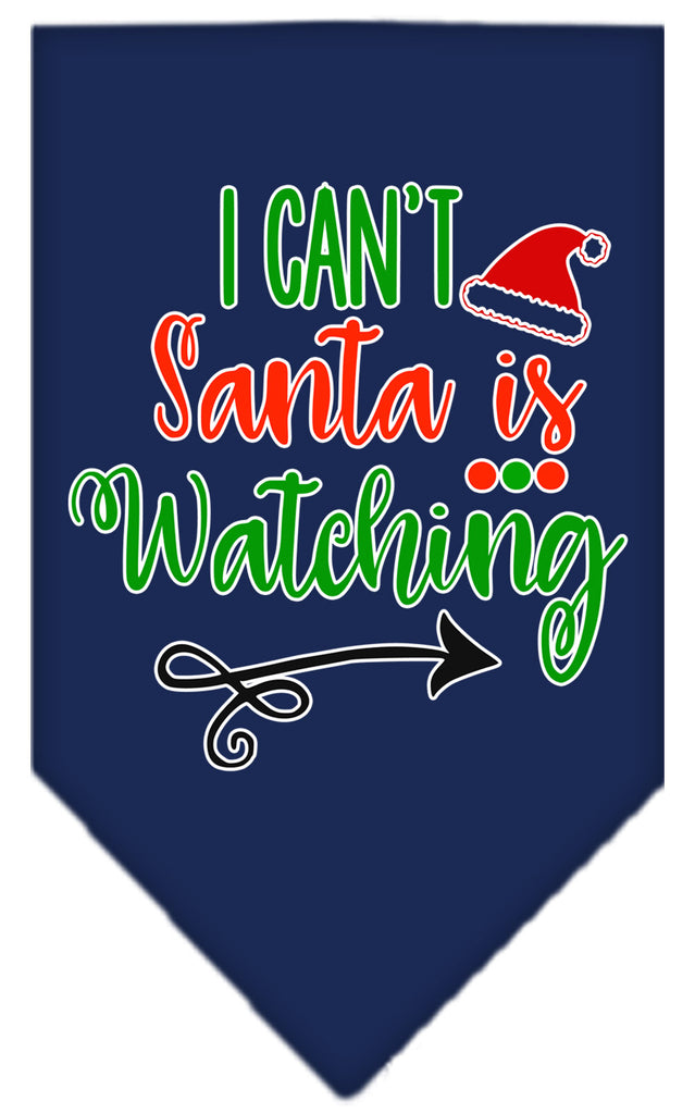 I Can't, Santa Is Watching Screen Print Bandana Navy Blue Large