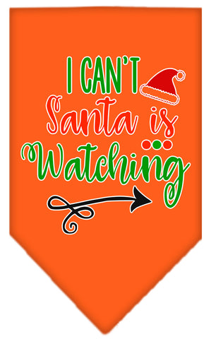 I Can't, Santa Is Watching Screen Print Bandana Orange Large