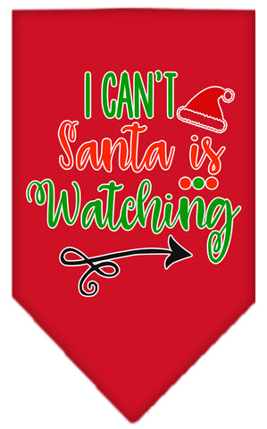 I Can't, Santa Is Watching Screen Print Bandana Red Large